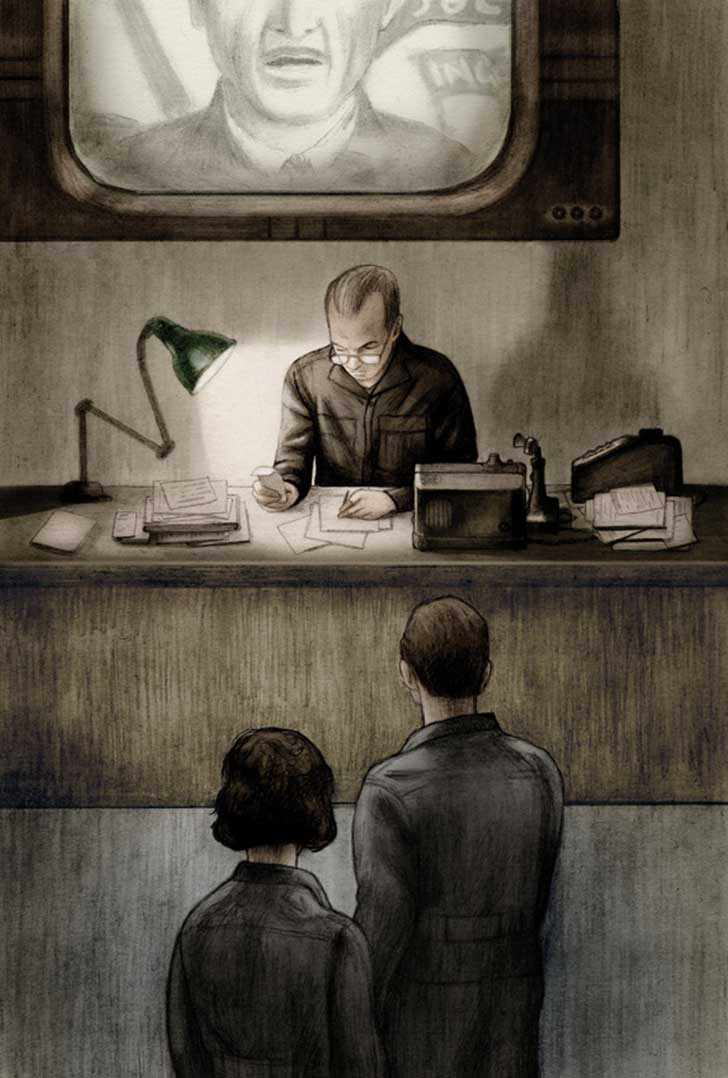 Ilustración del libro 1984 (George Orwell), por The Folio Society